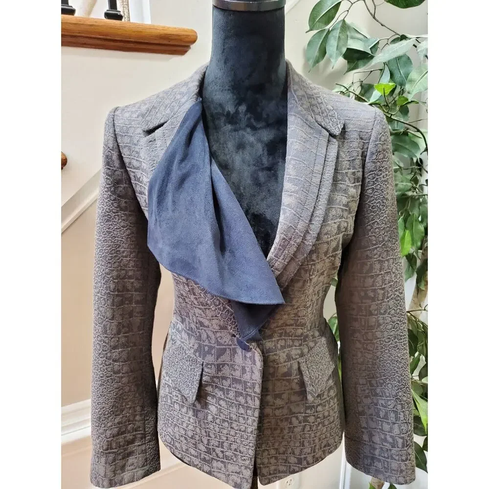 Thee Women's Gray Polyester Long Sleeve Single Breasted Casual Jacket Blazer M - Picture 8 of 13